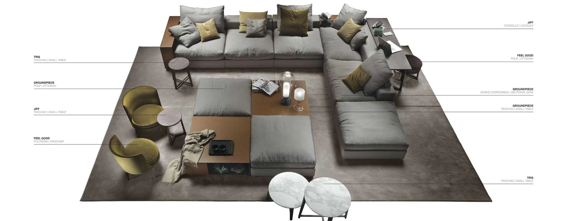 Flexform Groundpiece composizione completa modulare