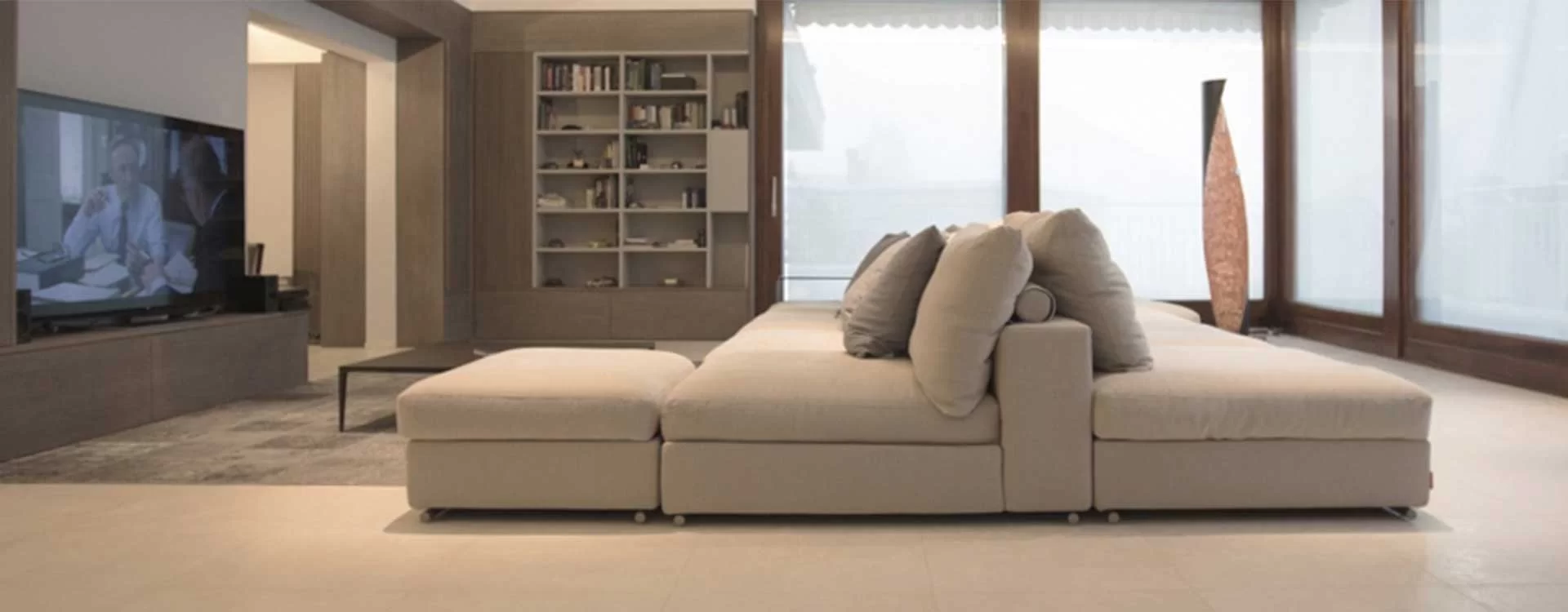 Esempio di divano a isola realizzato con Groundpiece Flexform
