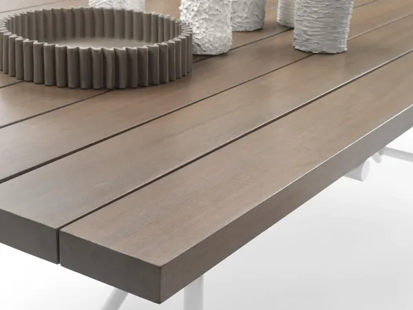 A wooden version of the top of the Any Day outdoor table
