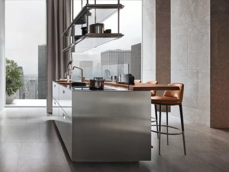 Isola Italia in acciaio inox con piano snack Era