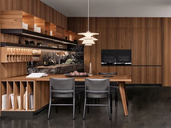 Convivium with peninsula table by Arclinea