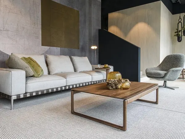 A linear composition of the Gregory sofa by Flexform