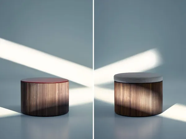 Tavolino e pouf Drum di Lema