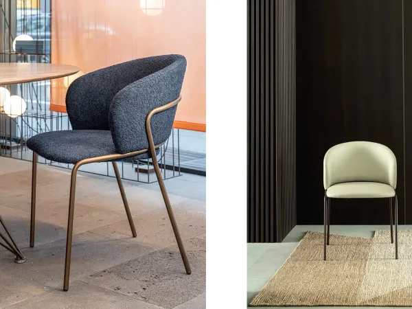 Different configurations for the Vela chair by Riflessi