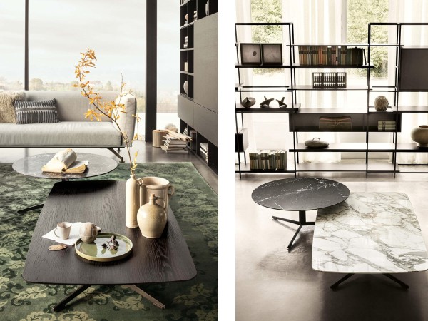 Different finishes of the Oydo coffee table by Lema
