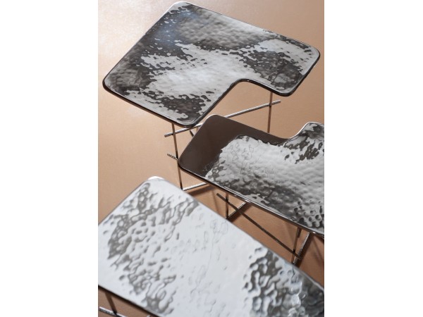 Copenaghen Coffee Table Baxter | Water-Effect Steel | Paola Navone Design