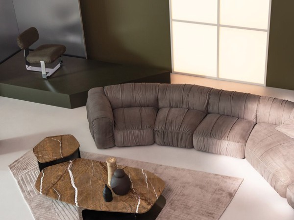 Couchtisch Kor Baxter | Sockel aus Antikstahl und Steinplatte | Baxter Design Team
