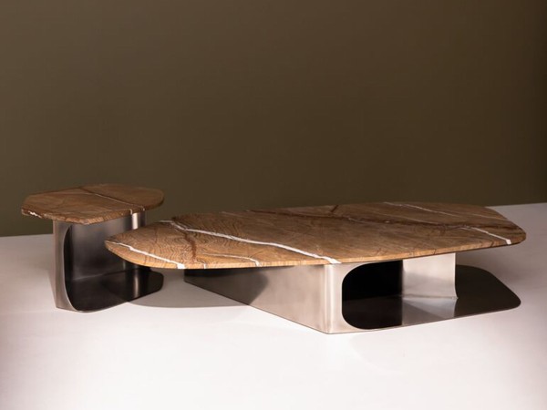Couchtisch Kor Baxter | Sockel aus Antikstahl und Steinplatte | Baxter Design Team