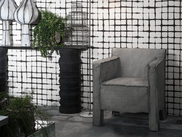 Chaise avec Accoudoirs Summer Arms Baxter | Cuir à Coutures Vives | Design Paola Navone