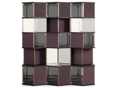 Barschrank Hive Baxter | Sechseckige Wabe aus Leder und Glas | Design Pietro Russo