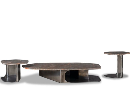 Couchtisch Kor Baxter | Sockel aus Antikstahl und Steinplatte | Baxter Design Team