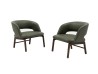 Sillón lounge Flexform Alma en piel verde con base de nogal Canaletto oscuro