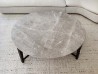 Flexform Tris round coffee table, 127 cm, matte gray stardust marble top on a dark wood base