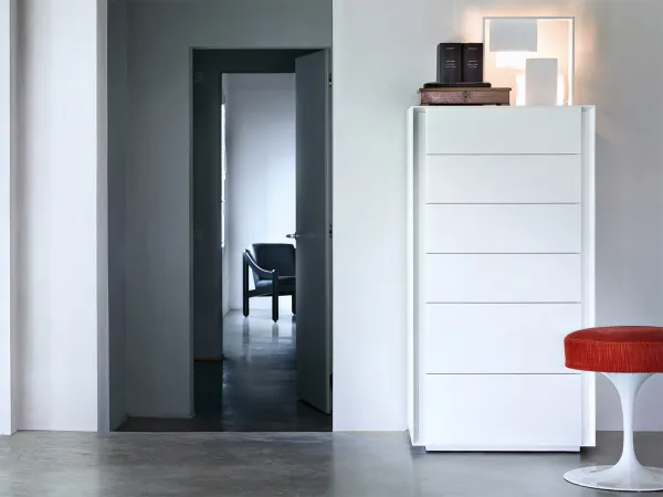 Luna high chest of drawers in a light-coloured finish