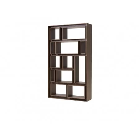 Bookshelf in walnut by Porada made in Italy on white background