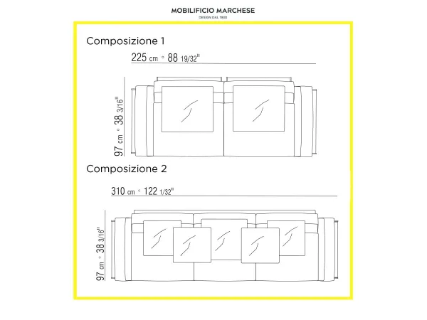 Cestone sofa Flexform layout composition