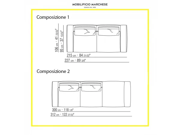Flexform Gregory sectional sofa customized composition