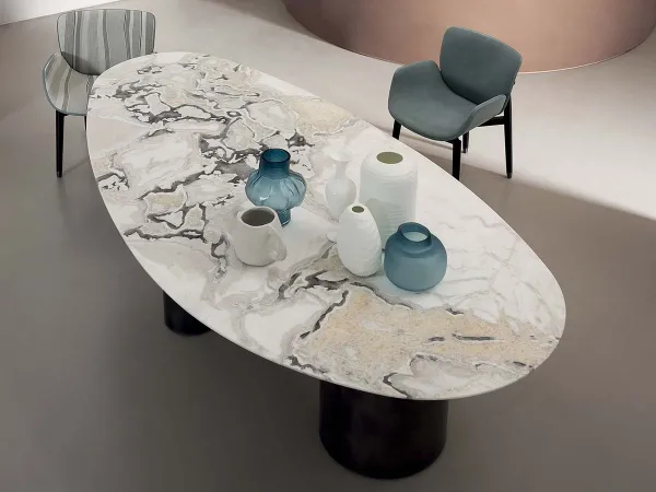 Detalles de la encimera de la mesa Lagos de Baxter